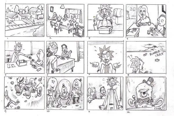 Rick and Morty storyboard