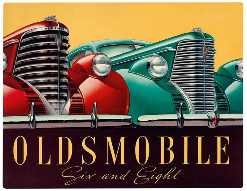 Oldsmobile, 1937, General Motors tarafından üretilen tüm GM arabaları, illustrasyon çizim
