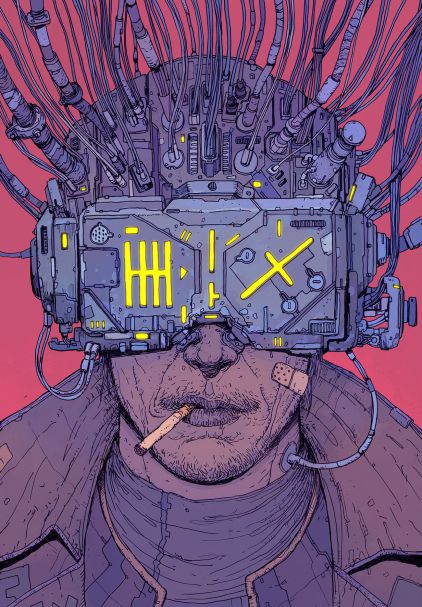 Neuromancer kitabının Brezilya edisyonunun kapağı. İllüstratör: distopik siperpank dünyaları çizen Josan Gonzalez namıdiğer Death Burger.